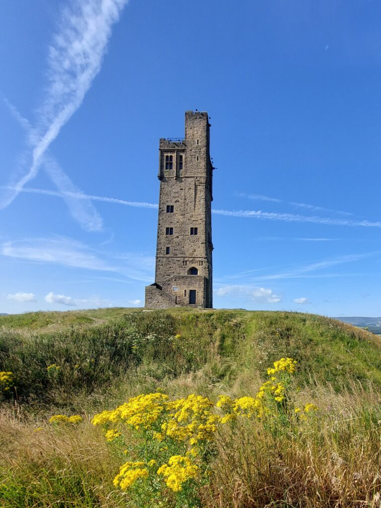 A photograph of Castle Hill in Huddersfield on a sunny day